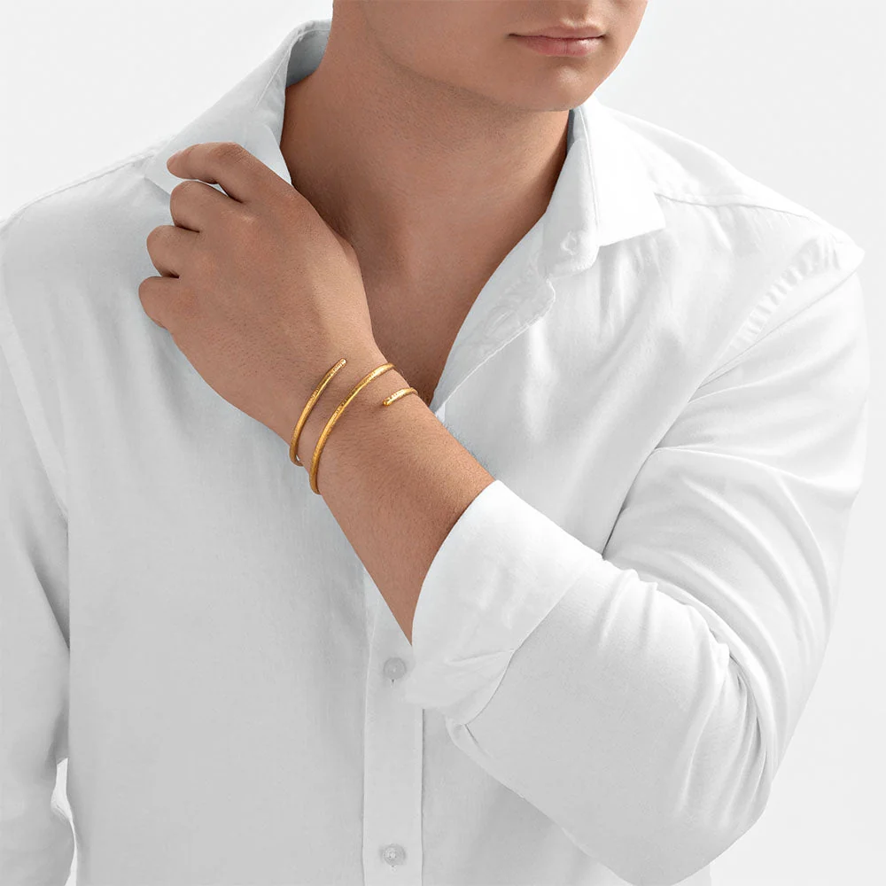 24Kt Gold Hammered Infinite Spiral Bangle - Image 3