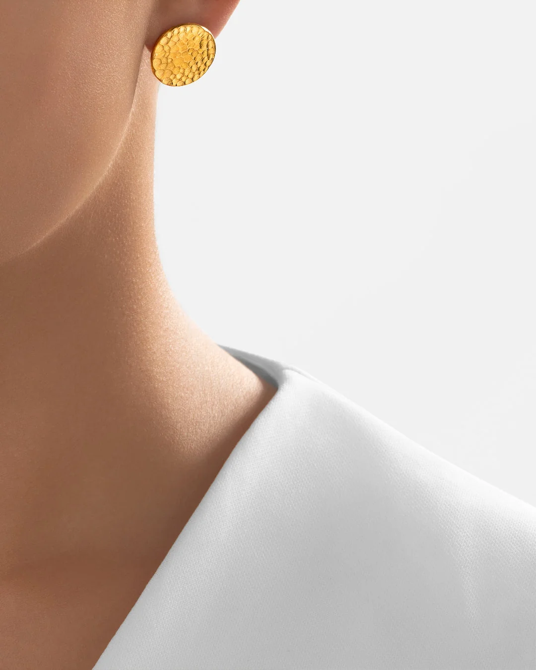 24Kt Gold Hammered Shield Earrings - Image 3