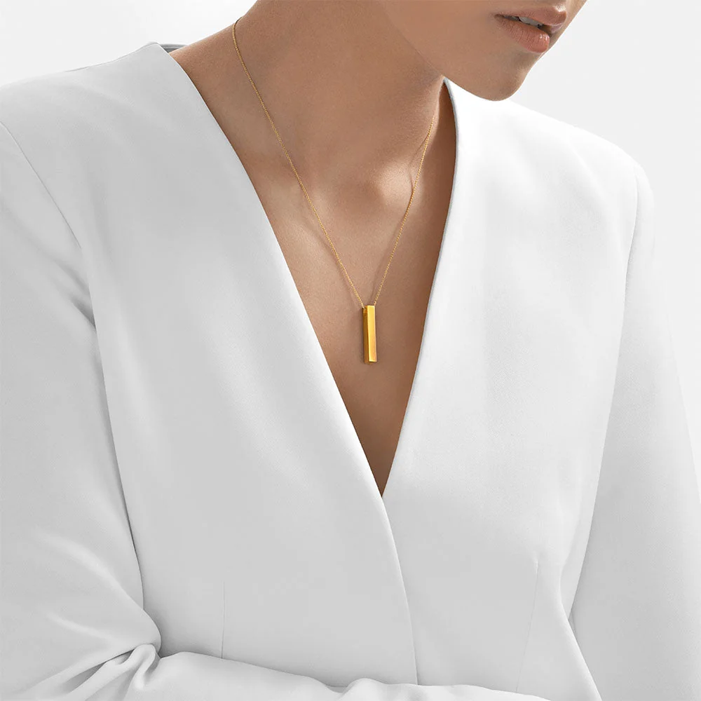24Kt Gold Narrow Pillar Pendant - Image 3