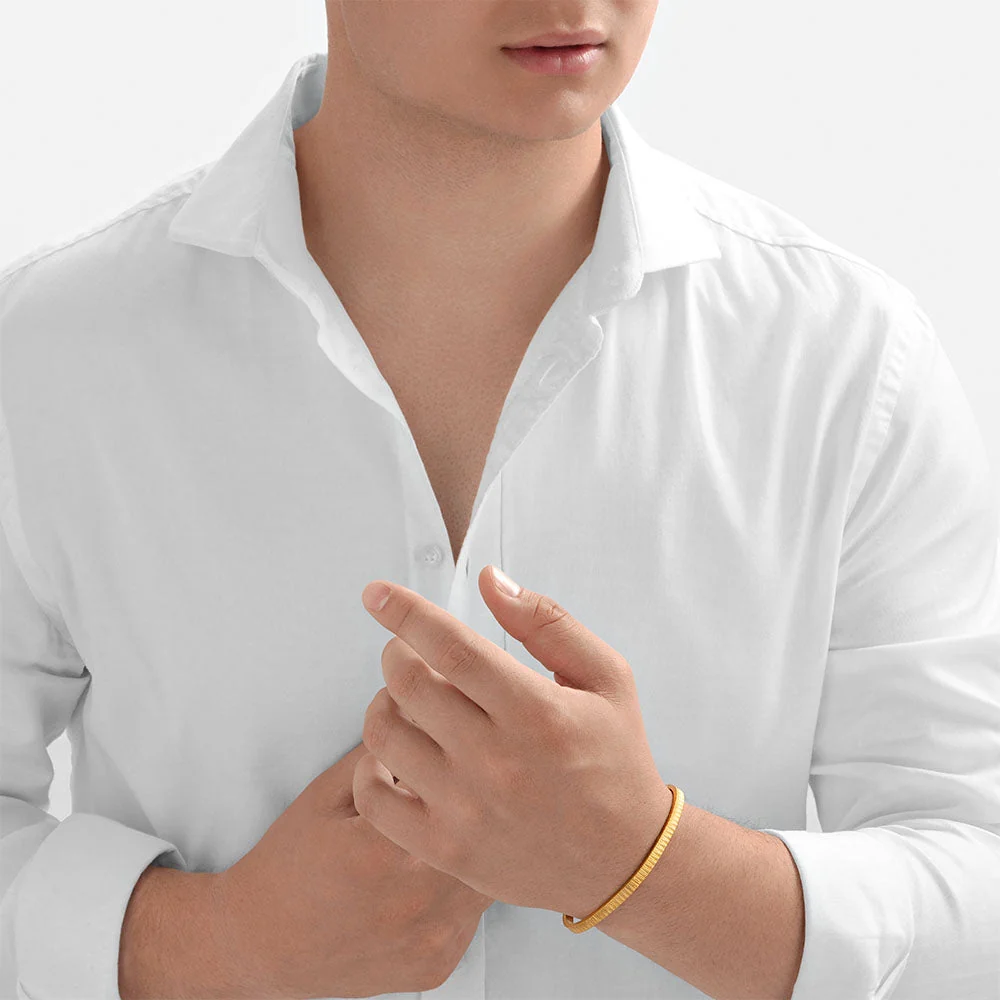 24Kt Gold Textured Wrist Cuff - Image 4