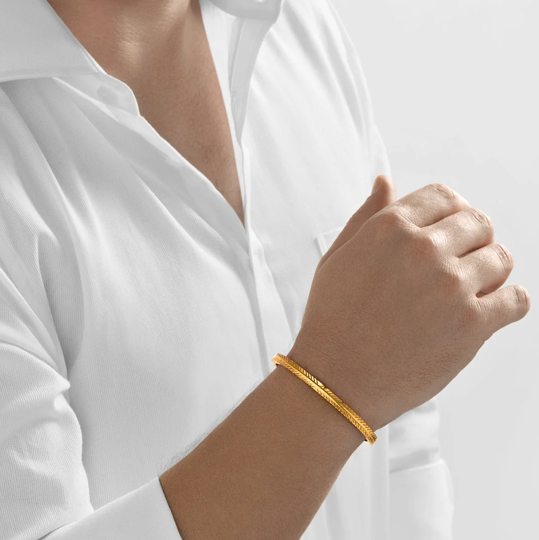 24Kt Gold Tribal Embellished Bangle - Image 4