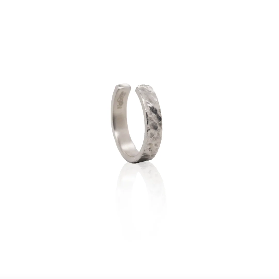 24Kt Platinum Hammered Cuff Ring - Image 2