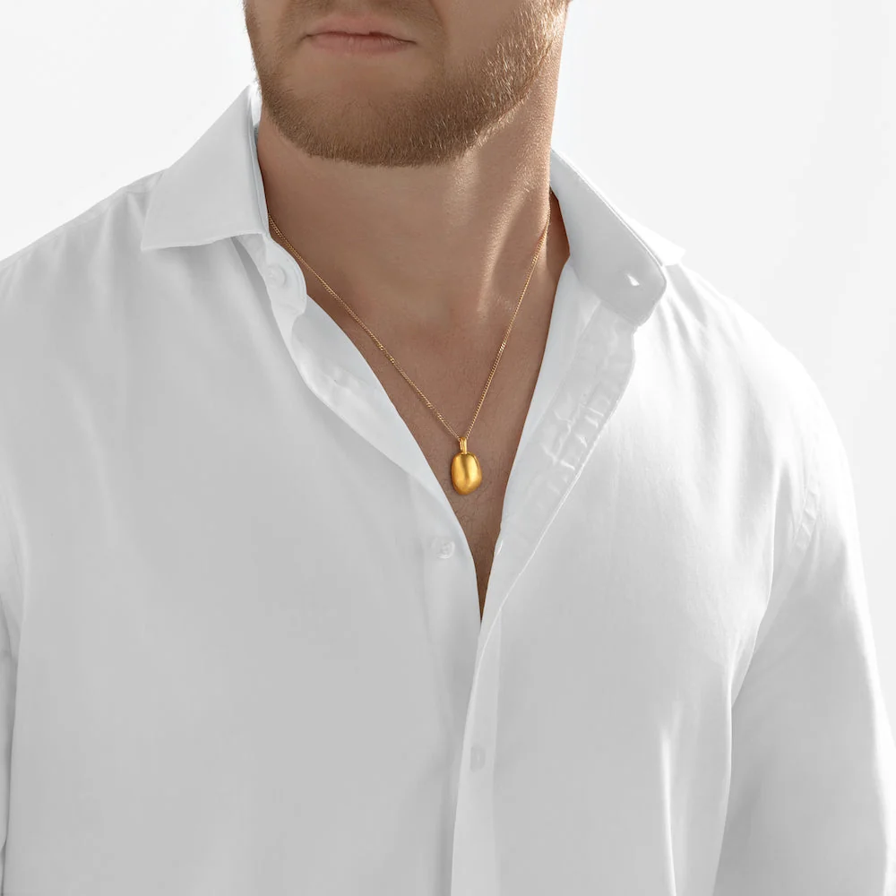 24Kt Gold Pebble Pendant - Image 4