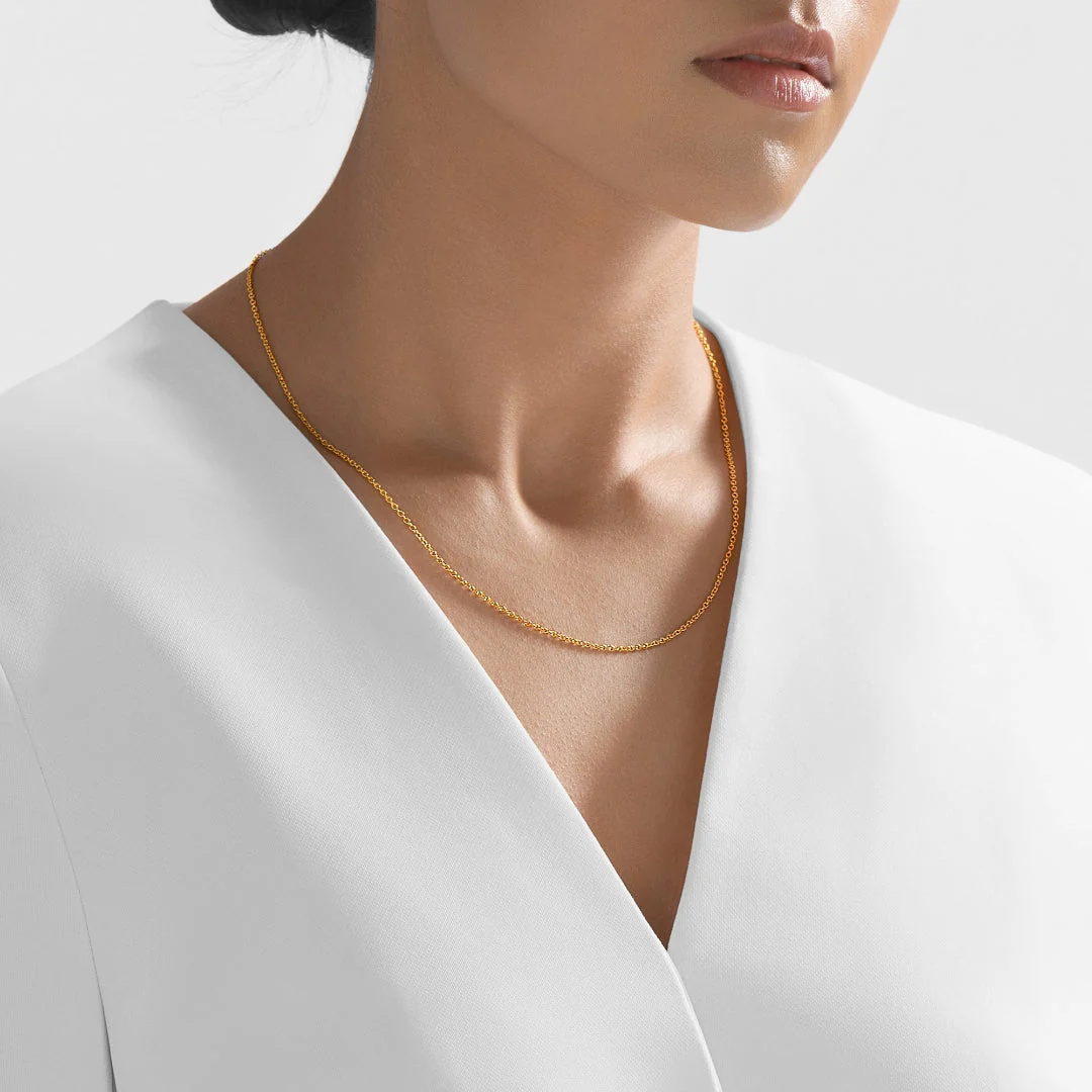 22Kt Gold Round Cable Chain Necklace - Image 3