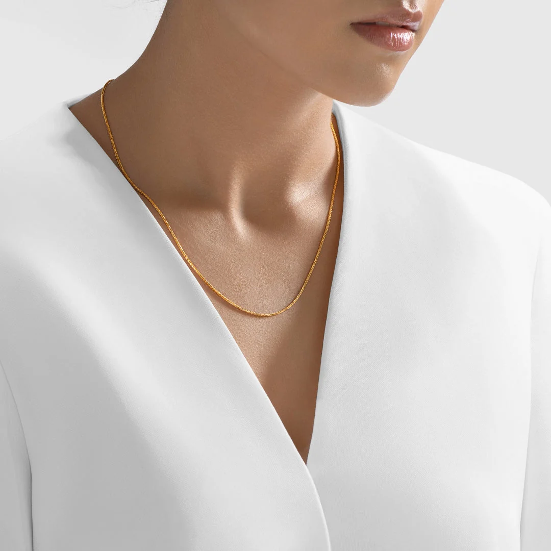 22Kt Gold Wheat Chain Necklace - Image 3